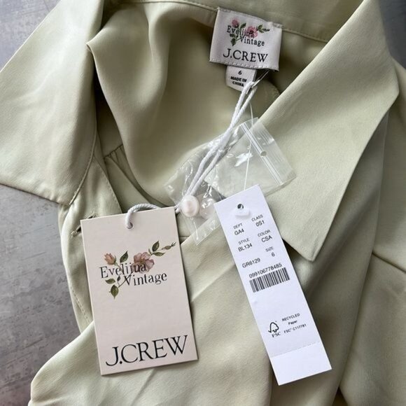 J Crew X Eveliina Vintage Limited Edition Helmi Silk Button Mint Dress - Picture 11 of 15